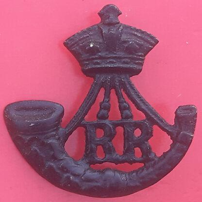 (India) 6th Rajputana Rifles - Queen Victoria's Crown Cast Blackened Brass Cap Badge