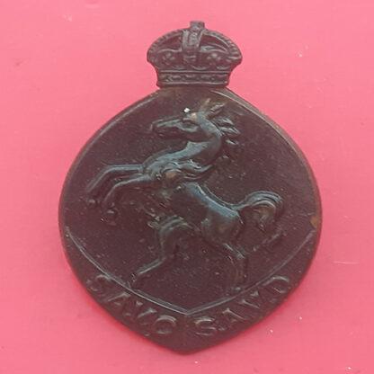 (South Africa) South Africa Veterinary Corps - King's Crown Blackened Brass Cap Badge