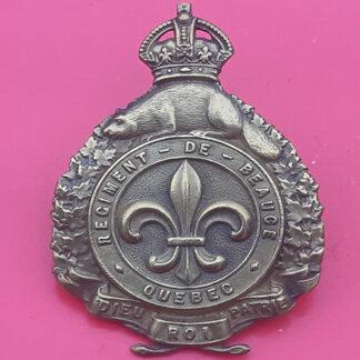(Canada) Le Regiment De Beauce (Quebec) - King's Crown Gilding Metal Cap Badge
