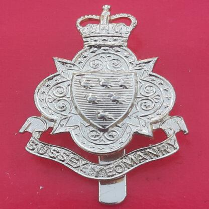 The Sussex Yeomanry - Queen's Crown Gold Anodised Cap Badge