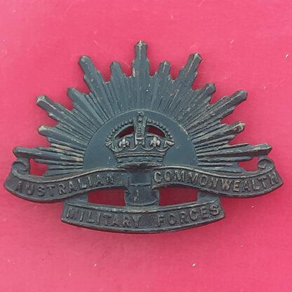 (Australia) Australian Commonwealth Military Forces - King's Crown Blackened Brass Cap Badge