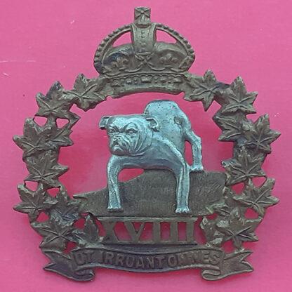 (Canadian Militia) 18th Manitoba Mounted Rifles - King's Crown Bi-Metal Cap Badge