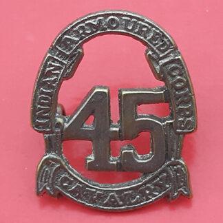 (India) The 45th Cavalry Indian Armoured Corps - White Metal Cast Cap Badge