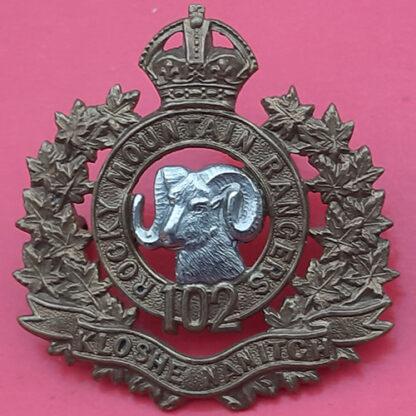 (Canadian Militia) 102nd Rocky Mountain Rangers - King's Crown Bi-Metal Cap Badge