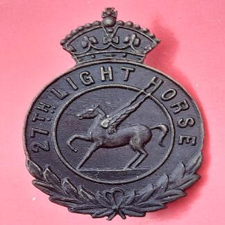 (Canadian Militia) 27th Light Horse - Queen Victoria's Crown Bronzed Cap Badge