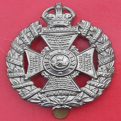 The Rifle Brigade - King's Crown White Metal Cap Badge