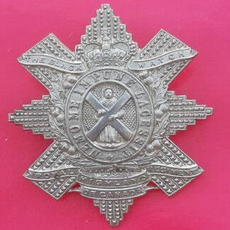 (Canada) The Royal Highland Regiment Of Canada (Black Watch) - Queen's Crown White Metal Cap Badge