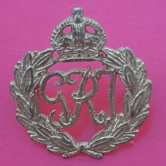 (India) The Indian General Service - King's Crown Cast White Metal Collar Badge