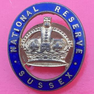 National Reserve Sussex - Gilding Metal & Enamel Button Hole Badge