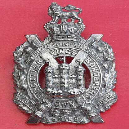 The King's Own Scottish Borderers - Queen Victoria's Crown White Metal Cap Badge