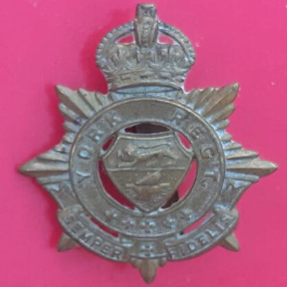 (Canada) The York Regiment - King's Crown Gilding Metal Cap Badge
