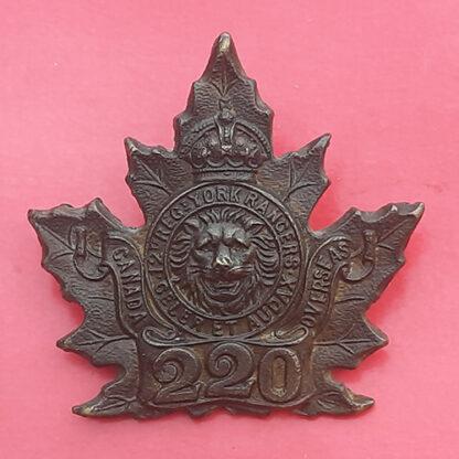 (Canada) WW1 Canadian Expeditionary Force 220th Infantry Battalion (York Rangers) - Brass Cap Badge