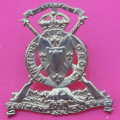 (Canada) Le Regiment De Quebec - King's Crown Gilding Metal Cap Badge