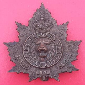 (Canada) The York Rangers Regiment Of Canada - Blackened Brass Cap Badge