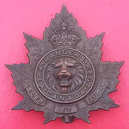 (Canada) The York Rangers Regiment Of Canada - Blackened Brass Cap Badge