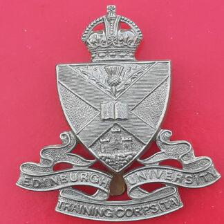 Edinburgh University Training Corps (T.A.) - King's Crown White Metal Cap Badge