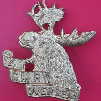 (Canada) The 4th Canadian Mounted Rifle Battalion - Gilt Cap Badge