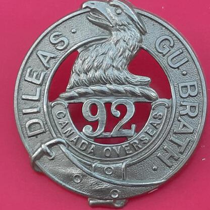 (Canada) The 92nd Infantry Battalion (48th Highlanders) - White Metal Cap Badge