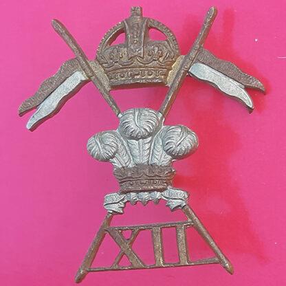 The 12th Royal Lancers - King's Crown Bi-Metal Cap Badge