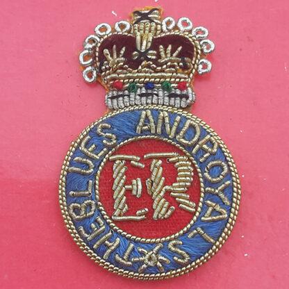 The Blues & Royals  - Queen's Crown Officer's Bullion Cloth Cap Badge