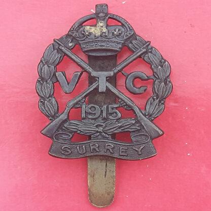 Surrey Volunteer Training Corps - Blackened Brass Cap Badge