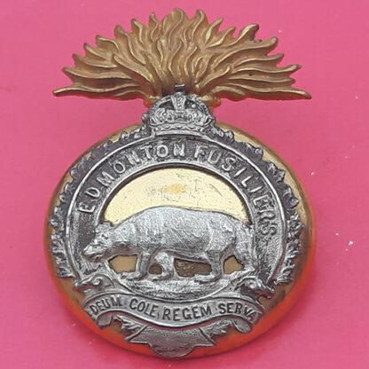 (Canadian Militia) Edmonton Fusiliers - Officer's Silver & Gilt Cap Badge