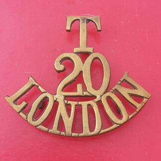 T. 20 Territorials ( Blackheath & Woolwich) - Gilding Metal Shoulder Title