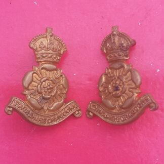 The Queen's Own Yorkshire Dragoons - King' Crown Gilding Metal Collar Badges