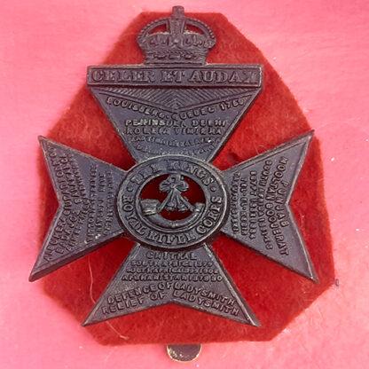The King's Royal Rifle Corps - King's Crown  Blackened Brass Cap Badge