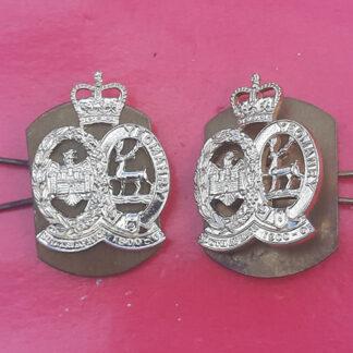 The Bedfordshire & Hertfordshire Yeomanry - Gold Anodised Collar Badges