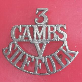 3rd (Cambridgeshire) Volunteer Battalion The Suffolk Regiment - White Metal Shoulder Title.