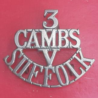 3rd (Cambridgeshire) Volunteer Battalion The Suffolk Regiment - White Metal Shoulder Title.
