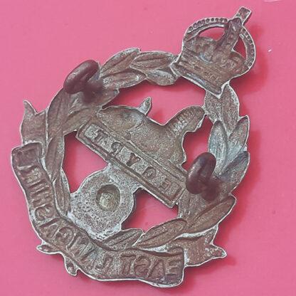 The East Lancashire Regiment - King's Crown Edwardian Bi-Metal Cap Badge. - Image 2