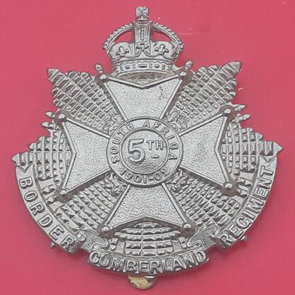 The 5th (Cumberland) The Border Reginent - King's Crown White Metal Cap Badge.