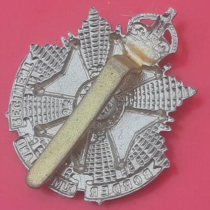 The 5th (Cumberland) The Border Reginent - King's Crown White Metal Cap Badge. - Image 2