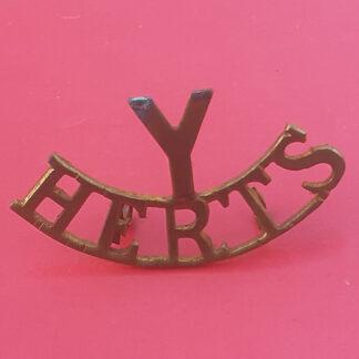 The Hertfordshire Yeomanry - Gilding Metal Shoulder Title.