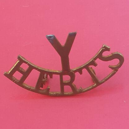 The Hertfordshire Yeomanry - Gilding Metal Shoulder Title.