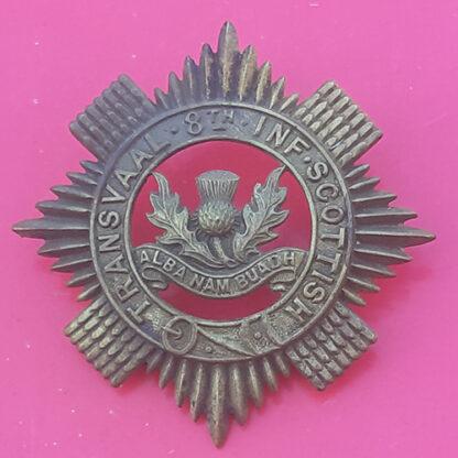 (South Africa) - The 8th Infantry Transvaal Scottish - Gilding Metal Cap Badge.