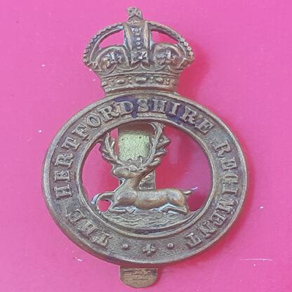The Hertfordshire Regiment - King's Crown Gilding Metal Cap Badge.