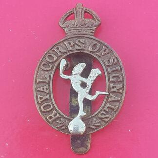 The Royal Signals Corps - King's Crown Bi Metal Indian Made Cap Badge.