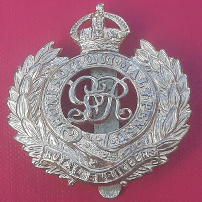 The Royal Engineers - George 5th King's Crown Gilding Metal Cap Badge.