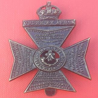 The King's Royal Rifle Corps - King's Crown Blackened Brass Cap Badge.