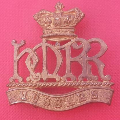 Her Majesty's Royal Regiment of Hussars - Queen Victoria's Crown Gilding Metal Cap Badge.