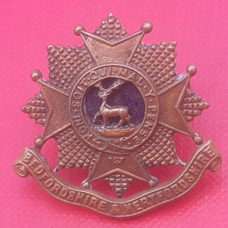 The Bedfordshire & Hertfordshire Regiment - Officers Bronzed  Metal Cap Badge.