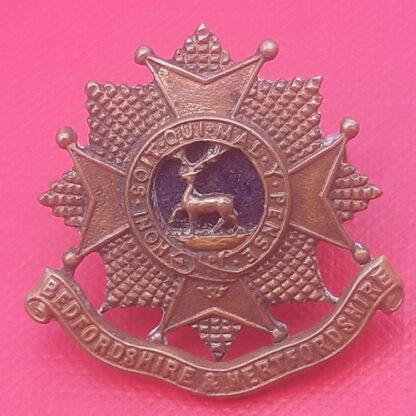 The Bedfordshire & Hertfordshire Regiment - Officers Bronzed  Metal Cap Badge.