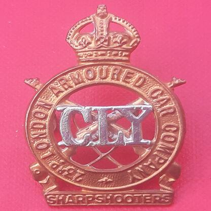 23rd London Armoured Car Company - King's Crown Bi Metal Cap Badge.