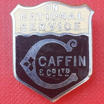 Home Front On National Service Caffin & Co Ltd - Chrome & Enamelled Button Hole Badge.