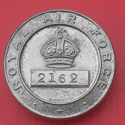 The Royal Air Force - King's Crown White Metal Button Hole Badge.