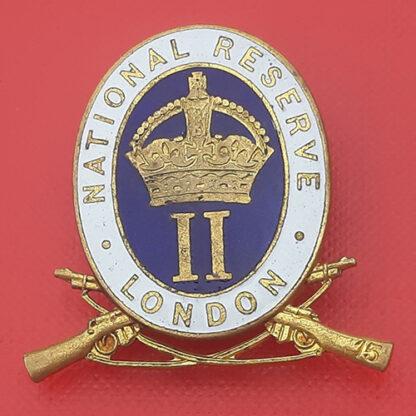 2nd National Reserve London (Islington) - King's Crown Enamelled Button Hole Badge.