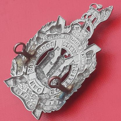 The King's Own Scottish Borderers - King's Crown White Metal Cap Badge. - Image 2